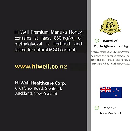 Hi Well Premium Manuka 100% New Zealand Honey 500g miniatura 6