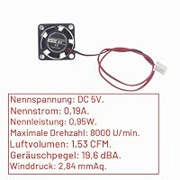 JZK 5 Stück 25mm 2-poliger 5V Mini Lüfter mit Kabeln, 2510, 25x10mm, Hydrauliklager Miniatur DC bürstenloser Lüfter für Entwicklungsboards, Grafikkarten und DIY-Projekte – Ansicht 2