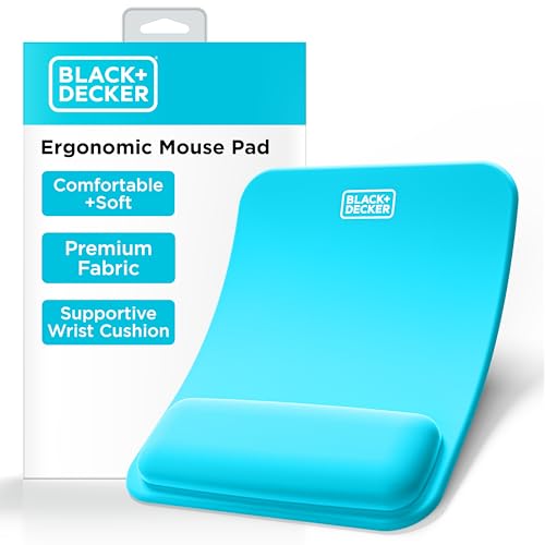 BLACK+DECKER Ergonomic Mouse Pad Wrist Support - Comfortable Mouse Pad Wrist Rest - Wrist Relief Gel Mousepad - Non-Slip Base Aesthetic Mousepad for Gaming, Home, Office - Perfect for Computer, Laptop