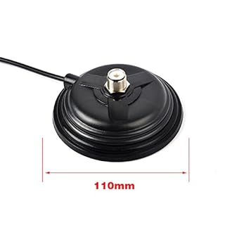 UAYESOK Base de Montage magnétique pour antenne HF/VHF/UHF Base de 4,3 Pouces (110 mm) avec câble coaxial RG58 5M (16,4 Pieds) Prise PL-259 pour émetteur-récepteur Radio Marine Bande UHF Felmale CB