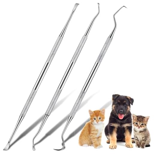 3 Pieces Dog Dental Tooth Scaler and Scraper Stainless Double Headed Tarter Remover Scraper Pet Teeth Cleaning Tools for Dog and Cat£¨Silver£©