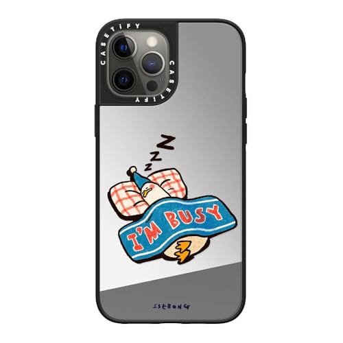 Image of CASETiFY Mirror iPhone 12 Pro Max Case [Reflective / 4.9ft Drop Protection/Compatible with Magsafe] - I'm so busy - Silver On Black