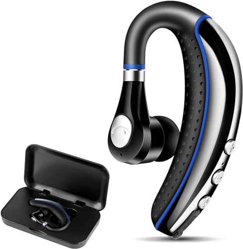 Bluetooth Headset V5.0 Wireless Bluetooth Earpiece with Noise Canceling Mic for Cell Phone Ultralight Business Earphone for Driving/Trucker/Office Earbus for Android/iPhone/Smartphone-Blue