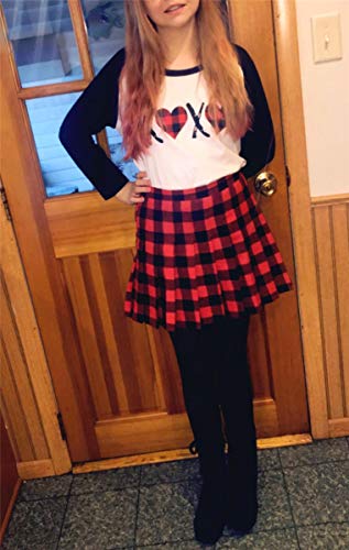 Toddler Little & Big Girls' Pleated School Uniform Plaid Short Skirt, Red Black Plaid #TOP5