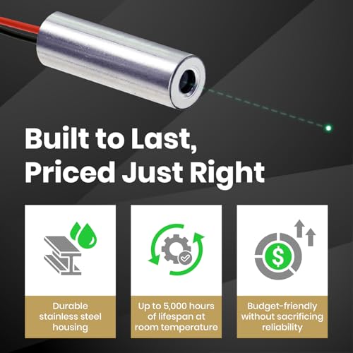 Economical Green Dot Laser Module, 520nm, Class 2, Less Than 1mW, with APC Driver, 7~10V Operation Voltage, D7x21mm, VLM-520-03 LPT, Laser Head, Made in Taiwan - Thumbnail 4