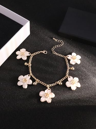 Tobillera de eslabones con flores doradas e impermeables 6