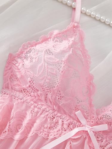 Image of Foxiny Sexy Ruffle Sheer Mesh Lace Wireless Babydoll Lingerie Dress with Thong 2 Piece
