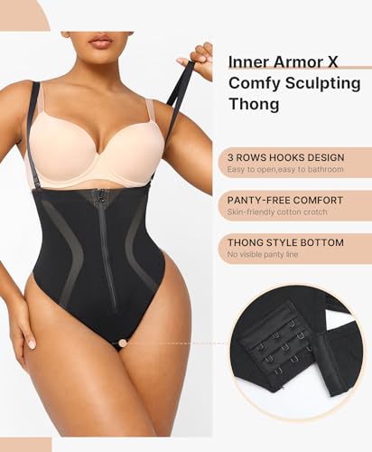 SHAPELLX Shapewear Tummy Control Womens High Waist Body Shaper Thong Butt Lifting Shapewear Bodysuit Colombianas4