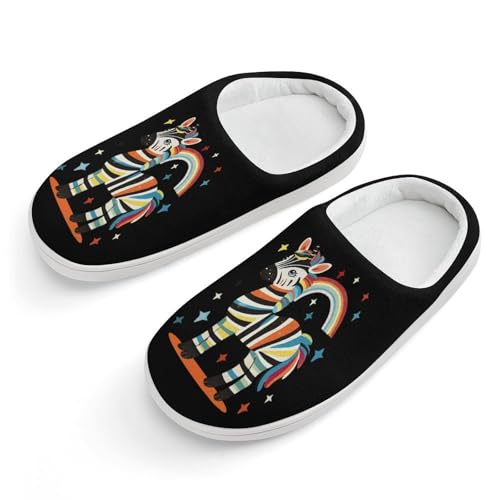 Rainbow Zebra Cute Cotton Slippers Anti-slip House Shoes Funny Slipper Indoor Outdoor