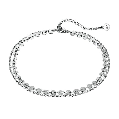 Tobillera Boho para mujer KnSam en plata de doble capa ideal para looks de playa y paseos de verano