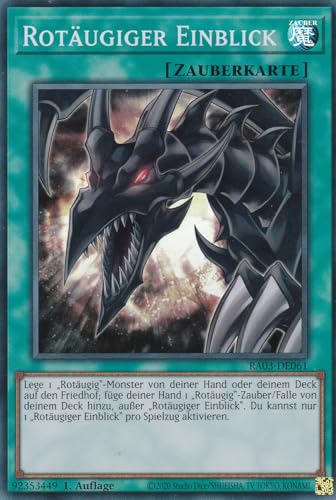 RA03-DE061 - Rotäugiger Einblick - Super Rare - Deutsch - 1. Auflage - Quarter Century Bonanza - mit LMS Trading Fieldcenter-Karte Yugioh