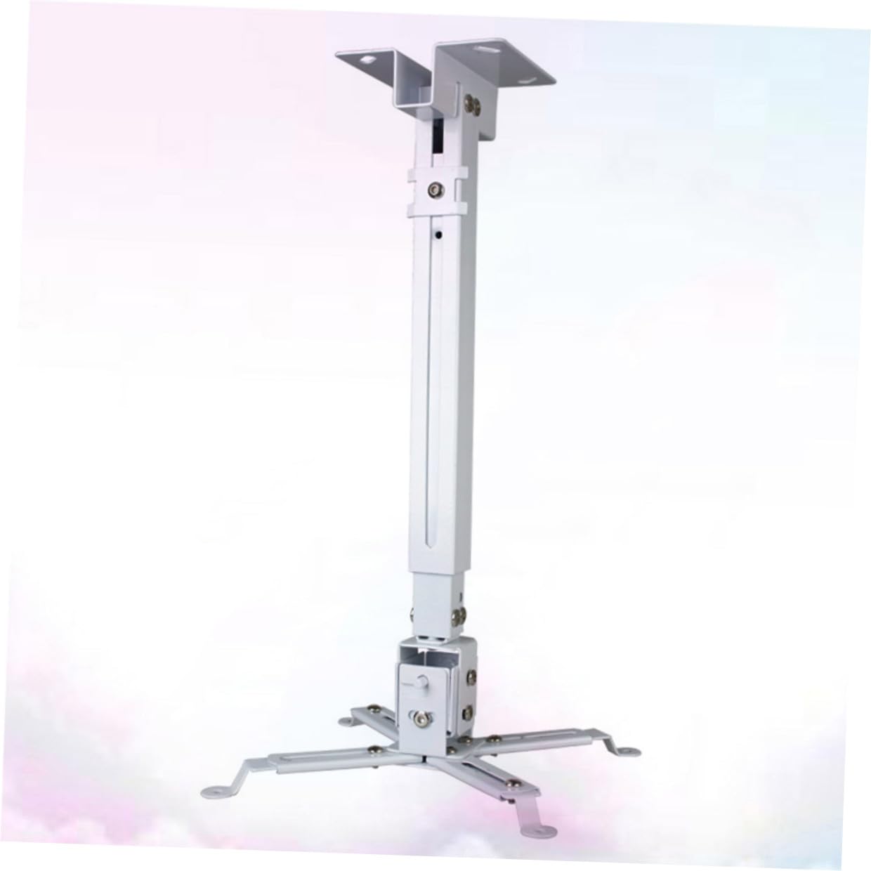 iplusmile Supporto da Soffitto per Proiettore in Ferro Bianco Regolabile Bracci Doppi Articolati e Portata Massima 15kg per Installazioni a Parete o Soffitto