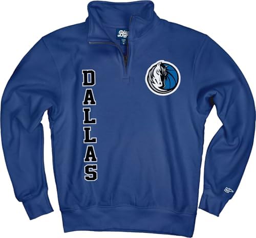 Blue 84 Dallas Mavericks NBA Officially Licensed Quarter Zip Sweatshirt Slam Dun