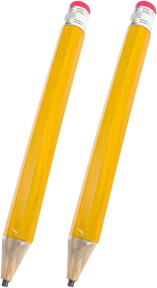 Garneck 2pcs 13.3'' Wooden Giant Pencil Large Yellow Pencil with Eraser Fun Novelty Gifts for Kids School Kindergarten Home Office Prop Halloween Supplies