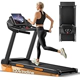 UMAY Tapis de Course Pliable Inclinable 15%, Tapis de Marche Inclinable 12KM/H, Treadmill Home avec Moteur 3,0CV et Affichage LED, Charge Max. 136KG, pour la Maison