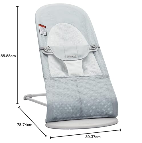 BabyBjörn Bouncer Balance Soft, Light Gray Frame, Mesh, Silver/White - Image 2 thumbnail