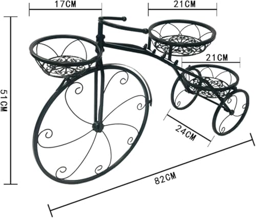 Macetero para bicicleta con 3 ruedas y estructura de hierro forjado 7