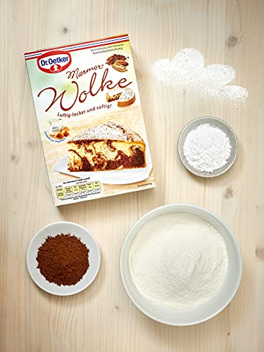 Dr. Oetker Marmor-Wolke, 8 x 455 g, Backmischung für besonders luftig-lockeren Rührkuchen, zum Zubereiten von besonders lockerem und saftigem Marmorkuchen, mit Dekorzucker