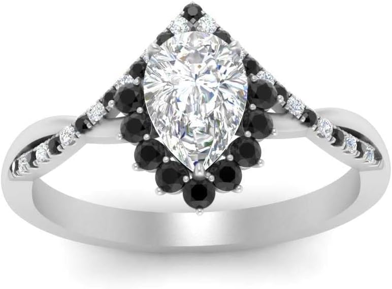 Choose Your Gemstone Pear Crown Halo Diamond CZ Ring Sterling Silver Pear Shape Halo Engagement Rings Ornaments Surprise for Wife Symbol of Love Clarity Comfortable US Size 4 to 12