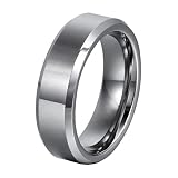 L-Ring 6MM Men's Tungsten Wedding Ring with Flat Top High Polished Beveled Edge, Size 6-12(8)