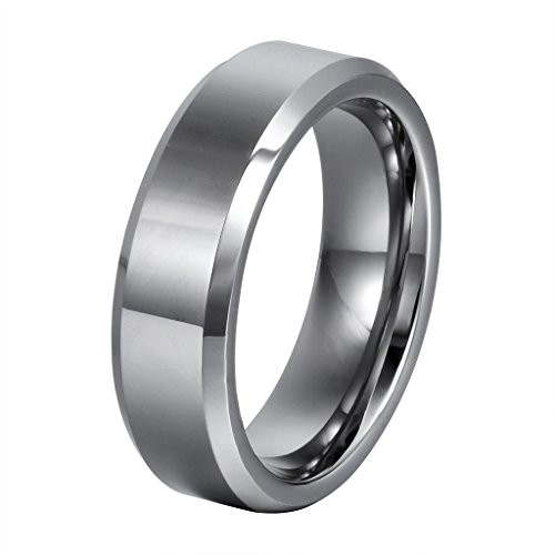 L-Ring 6Mm Men's Tungsten Wedding Ring With Flat Top High Polished Beveled Edge, Size 6-12(8) #TOP27