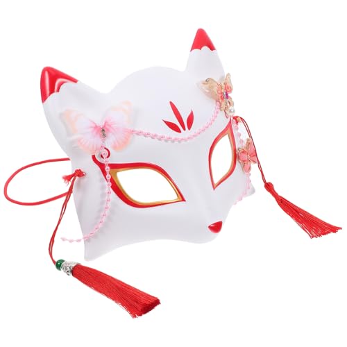 LIFKOME Masque Demi-visage Renard Japonais Abs Léger pour Cosplay Femme Carnaval Halloween Party