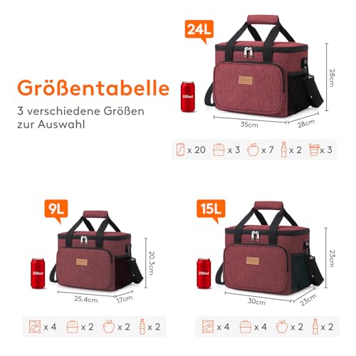 Lifewit Kühltasche klein, Isolierte Cooler Bag, Lunchtasche 15L 24 Dosen – Ansicht 4