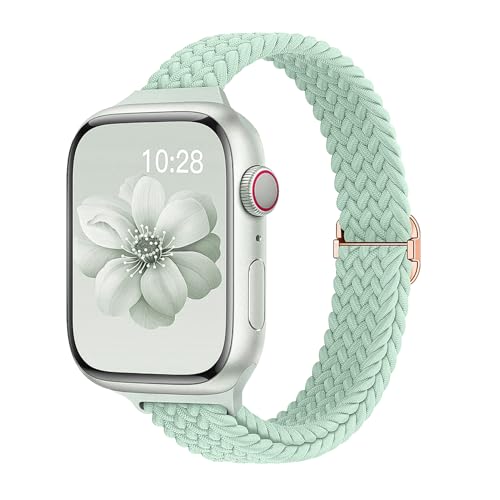 Image of Slim Braided Bands for Apple Watch Band 40mm 41mm 42mm 38mm 46mm 44mm 45mm 49mm Women,Stretchy Solo Loop Nylon Elastic Thin Narrow Skinny Strap for iWatch Ultra 3 SE 3 Series 11 10 9 8 7 6 5 4 3 2 1