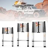 Ausziehbare Teleskopleiter 2.6M(8.5 FT),Faltbare Mehrzweck-Ausziehleiter mit maximaler Belastung von 150kg (330LBS),Hochbelastbare gerade kompakte Leiter für Haus, Außen, BAU