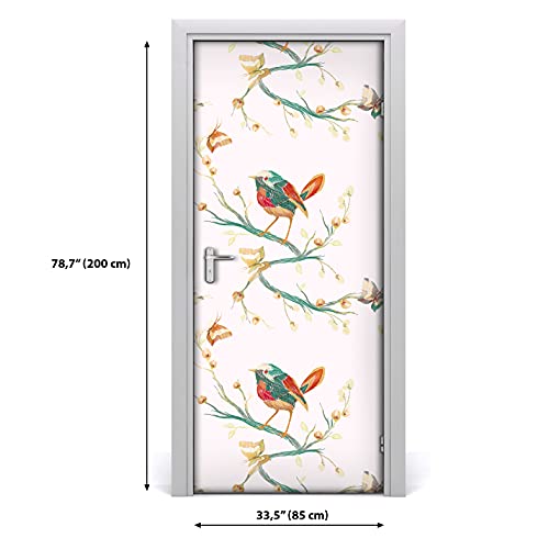 Mural autoadhesivo impermeable DIY estilo vintage de 70x200 cm con pájaros silvestres 4
