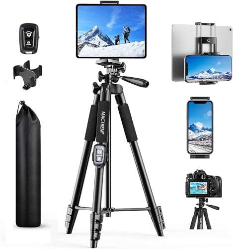 MACTREM 165cm/65inch Phone/iPad Tripod with Remote Lightweight Aluminum