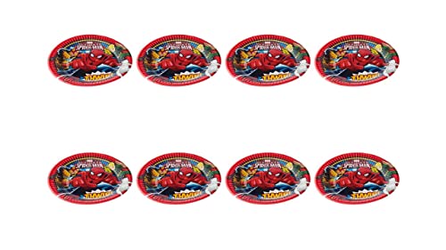 ALMACENESADAN, 5121, pack de festa de aniversário; pack 8 pratos de cartão 23 cm; licença (Spiderman)