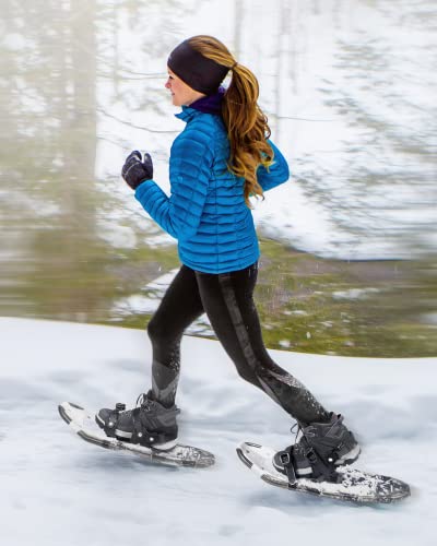 Gorpore Snowshoes For Women Men Youth, 21/25/30 Inches Lightweight Aluminum Alloy All Terrain Snowshoes For Hiking, Heel Lift Riser For Mountaineering With Double-Ratchet Binding & Carrying Tote Bag #TOP6