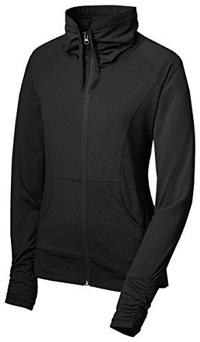 Sport Tek Ladies Sport-Wick Stretch Full-Zip Jacket L Black #TOP3