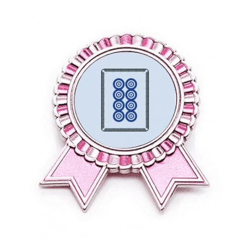 Broche Mahjong rose 8 carreaux en métal pour égayer un vêtement sombre
