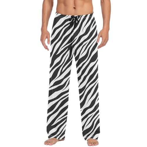 JHKKU Men's Zebra Print Stripe Pajama Pants Soft Comfy Sleep Lounge Pjs Bottoms with Pockets Drawstring, L