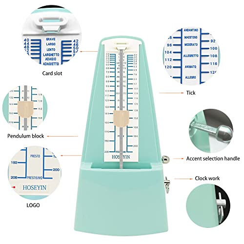 Hoseyin Mechanical Metronome, Universal Metronome For Piano, Guitar, Violin,Drums And Other Instruments (Standard, Green) #TOP2