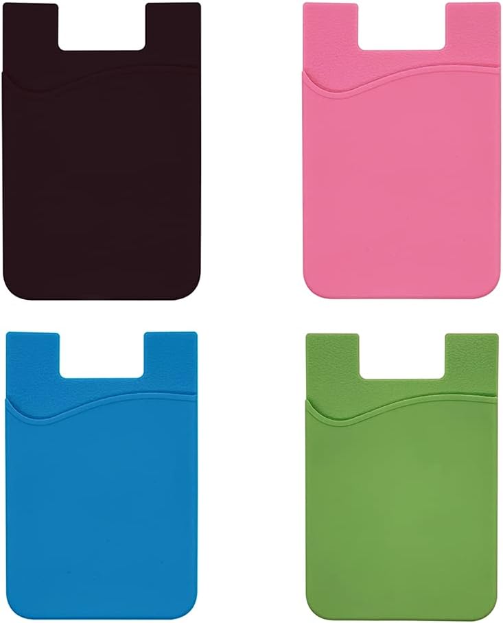 4 Pcs Phone Wallet Phone Card Holder Cell Phone Case Adhesive for Stick on Adhesive Silicone Credit Card Holder Most Smartphones for iPhone Android