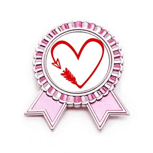 Broche cœur rouge flèche rose M en métal, accessoire de mode pour veste