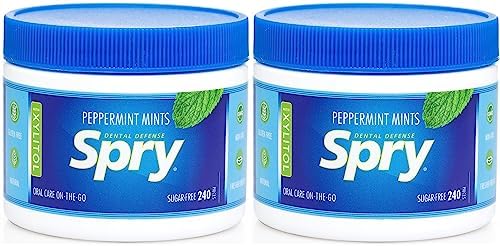 Spry Xylitol Breath Mints Sugar Free, Peppermint, 240 Count - Pack of 2