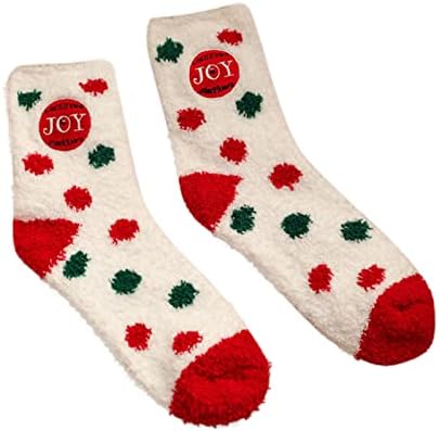 Christmas Holiday Socks Womens Novelty Christmas Printed Socks Cute Warm Comfortable Socks Home Sleepwear Crew Socks White