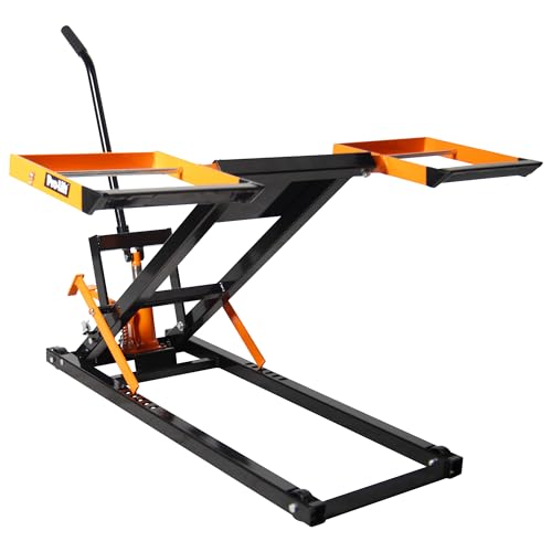 Pro-Lift PL5500Z Lawn Mower Lift - 500 Lbs Capacity with Hydraulic Jack for Riding Tractors Zero Turn Mowers & ATVs - 26-1/2” Lift Height Dual Safety Locks - Black Orange