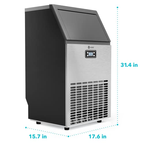 Vremi Commercial Grade Ice Maker - Produces 100 Pounds Of Ice In 24 Hrs With 29 Pounds Storage Bin - Stainless Steel, Freestanding Automatic Clear Cube Ice Making Machine Perfect For Home Or Business #TOP1