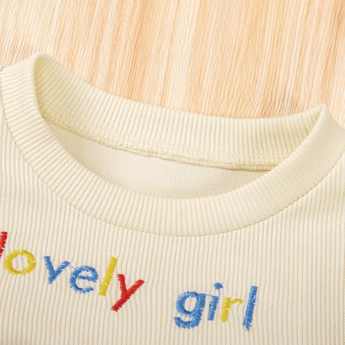 Baby Girl Fall Fruit Sweatshirt Top Ruffled Round Neck Letter Embroidery Pullover Top Long Sleeves Blouse 2-7Y4
