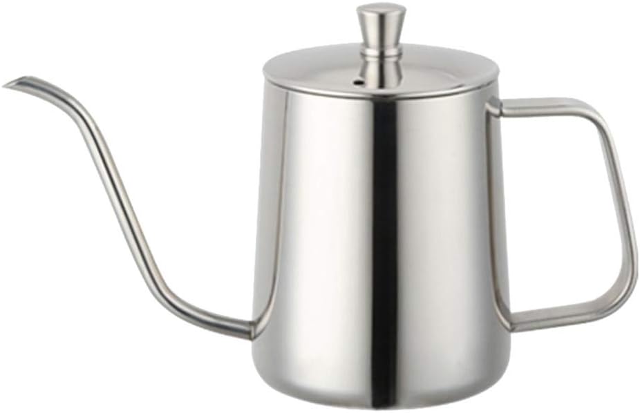 Coffee Press 600ml Pour Over Kettle Coffee Maker Stainless Steel Long Neck Drip Tea Pot Jug Can Kitchen Tool Pots(Silver)