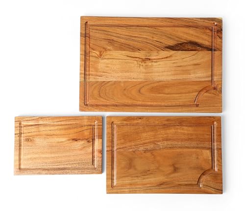 Set de 3 tablas de cortar rectangulares con ranura para jugos miniatura 3