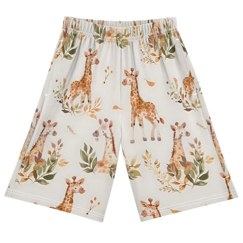 Cute Giraffe B Short Pajama Pants Bottoms Soft Sleepwear with Pockets
