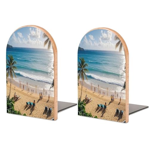 Sujetalibros hawaianos de madera soporte decorativo resistente 2