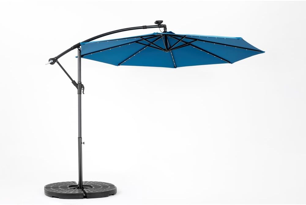 Premium Outdoor Patio Umbrella with Solar LED Lights and Offset Hanging Design for Garden, Deck, and Backyard Shade