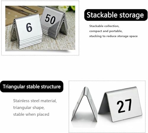 Numéro de table en acier inoxydable 1 à 50 double face pour restaurant - 5